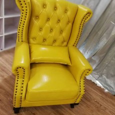 1인 소파 엔틱 1인소파 3인 의자 클래식 패브릭 빈티지 싱글, J. 노란색 PU