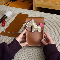 가방 DIY 만들기 키트 핸드메이드 가죽 공예 패키지 초급자용 재료 세트 취미활동용, 마이 리틀 블루 포니  재료 키트, 1개