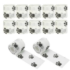 이지유 애견 자가점착 붕대 신발 강아지 일회용 산책 양말, 12개, 발자국 화이트