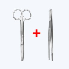 의료용 가위 핀셋 무구 SB 간호사 병원 실습용 의료 일자형, 2개