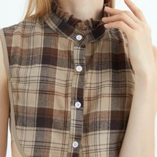 코디 소품 페이크 카라 셔츠 체크 패턴