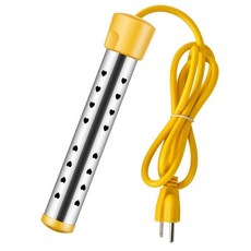 110V美規不鏽鋼電熱棒 熱得快燒水棒 自動斷電防燙加熱棒, 110V美標 黃色/ 溫控款1500W