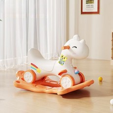 多功能兒童搖搖馬滑行車，寶寶玩具，安全環保材質，舒適座椅設計, 橘色【車+底座+故事機】, 1個