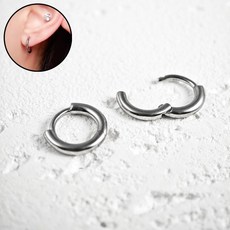 스몰 원형 실버 서지컬 링 귀걸이 원터치 라운드 링