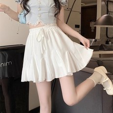 여성용 여름 스커트 여름용 흰색 짧은 스커트 플리츠 스커트 하프 스커트