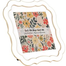 GorYeeFine 10.2 x 15.2cm(4 x 6인치) 고급 아연 합금 핑크 사진 액자 - 에나멜 마감 및 프리미엄 중성 화이트 매트 8.9 x 12.7cm(3.5 x, 5x5'' Mat 4x4'' 1PK, White