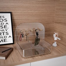 賣場新品玄關鑰匙收納盒入戶擺件鞋櫃收納盒掛架桌麵化妝品香水飾品收納盒置物架, 1個, 鑰匙收納盒-透白冰