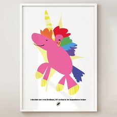 퍼플더스트 유니콘 그림 포스터 액자, A4 사이즈 (21x29.7cm)