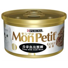MonPetit 貓倍麗貓罐頭 多種口味一次滿足, 1箱, 【嚴選金罐】鮪魚蟹肉拼盤,超取限一箱, 85g, 鮪魚+蟹肉