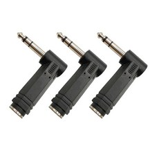90도 14인치 직각 기타 케이블 어댑터 6.35mm 수컷암 스테레오 오디오 커넥터 헤드폰 스피커용 3개 세트, 90도 1 4인치 직각 기타 케이블 어댑터 6.35mm
