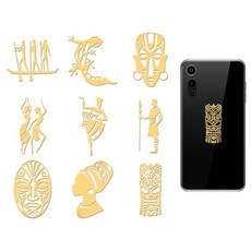 [ 1126919 ] OLYCRAFT 9피스 4.6x4.6cm(1.6x1.6인치) 골든 메탈 스티커 아프리카 여성 금속 부족 자체 접착 테마 에폭시 DIY 스크랩북 수지 장식용, [ 1126919 ] OLYCRAFT 9피스 4.6x4