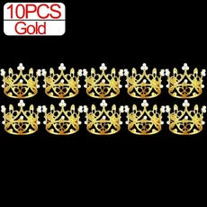 Wholesale Crown Cake Decoration Gold Silver Pearl Topper Mini Princess Headwear Birthday Wedding Sup, 02 10PCS Gold