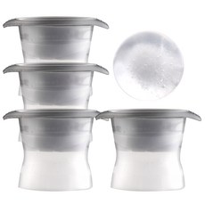 아이스볼 메이커 1구 하이볼 위스키 원형 실리콘 왕 얼음틀, 4개, 그레이