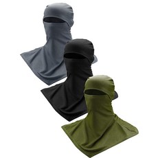 SATIN 새틴IOR3피스방한모페이스커버자외선차단넥커버여름방한모오토바이페이스마스크남성여성용 라이트그레이 로열블루 네이비블루 원사이즈126053, 블랙, 그레이, 아미 그린