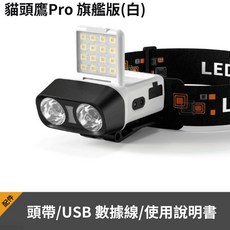 貓頭鷹Pro 旗艦版 帽夾燈, 1個, 白色-貓頭鷹Pro(含頭帶/USB線)