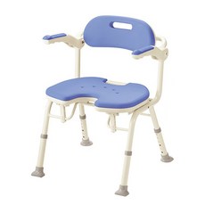 【海夫健康生活館】佳樂美 日本安壽 固定鎖 扶手可掀 單手可收 折疊 洗澡椅, IU(藍), 1個