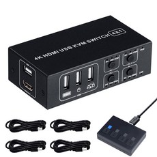 ELEVIEW KVM 4K HDMI USB 4K60Hz HDMI2.0 HDCP2.2 스위치 전환기 4포트(PC4대용)