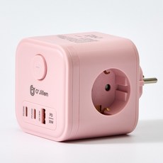 오지렌 고속충전 고용량 큐브 멀티탭 콘센트, 1개, 핑크, 80mm