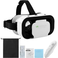 VR 헤드셋 3D 안경 성인용 가상 현실 컨트롤러 포함 영화 TV 비디오 게임용 4.7~6.5인치 호환 범용 고글 색상: 화이트 244526, white