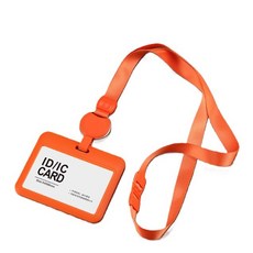 컬러루브 교통카드 릴 네임텍 출입증 목걸이 줄, 가로, 1개, 오렌지
