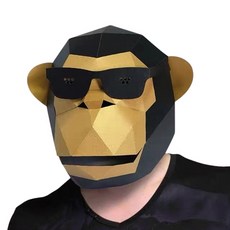 동물 종이 입체 가면 마스크 탈 만들기 유튜브 촬영 소품 DIY 방학 놀이 템, 1개, 골드몽키