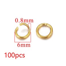 100-200 개/몫 Diy 쥬얼리에 대 한 3/4/5/6/7/8/10mm 스테인레스 스틸 골드 도금 점프 링 커넥터 액세서리, 04 Gold 6mm100pcs