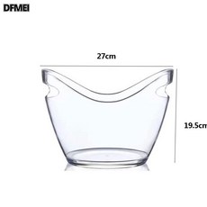 DFMEI 4L塑料冰桶大容量啤酒香檳桶透明手提元寶冰桶ktv商用紅酒冰塊桶, 1個, 1L