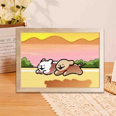 綫條小狗拚圖帶相框卡通動漫兒童益智玩具送閨蜜朋友生日禮物 NCSA, 1個, 2,50片不含相框10*15cm