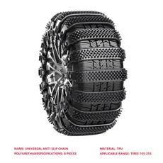 범용 중형 자동차 스노우 체인 - 세단 SUV 및 오프로드 차량용 겨울 비상용 미끄럼 방지 트랙션 케이블, 02 8pcs