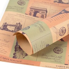 star starred 포장용 빈티지 종이 74cm X 50cm, 10개, 유명 건축물 (B 디자인)