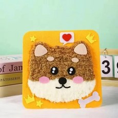 바느질 바늘과 실로 만드는 자수 인형 봉제 동물 수공예 키트 만화 펠트, 1. Dog, 1개