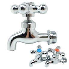 십자 철 수도꼭지 냉수 온수 샤워기 욕실 베란다 세탁실 수도꼭지, 1개