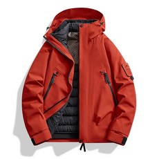 秋冬三合一沖鋒衣羽絨情侶款，戶外休閒登山兩件套，石墨烯黑金保暖內膽