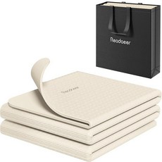 READAEER 여행용 접이식 요가 매트 6mm 두께 휴대용 가방 포함 미끄럼 방지 TPE 운동 필라테스 매트 길이 182.9cm(72인치) x 너비 61cm(24인치), Beige, 1개, 베이지