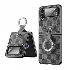 갤럭시 Z플립4 원터치 고리 걸이 큐빅 플립케이스