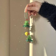 一顆聖誕樹！ 原創可愛手工串珠書包包掛飾鑰匙扣鈴鐺掛件ins禮物, 聖誕樹,無規格, 1個