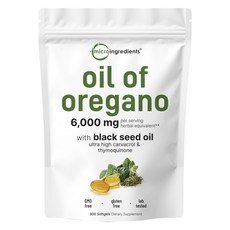 MicroIngredients 牛至油 6000mg 軟膠囊, 1個