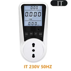 디지털 전력계 AC EU 전력계 LCD 전력 소비 측정기 소켓 전력량 Kwh 에너지 테스트 FR US BR 분석기 220V, 03 IT Plug, 01 CHINA, 1개