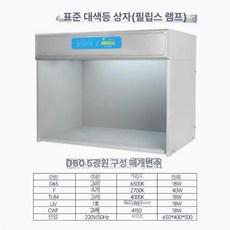 색상 제품 조도 색상검사도구 d65 섬유 광원 박스 색온도측정 표준 캐비닛, 1. 5광원 D60(5) D65