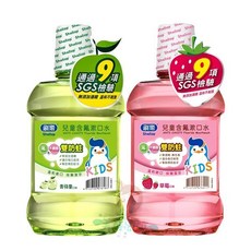 刷樂 兒童含氟漱口水 草莓/青蘋果 500ml, 1個, 青蘋果 500ml