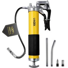 UTOOL 그리스 건 8000 PSI 헤비 듀티 피스톨 그립 그리스 건 키트 414ml(14온스) 용량 45.7cm(18인치) 레진 플렉스 호스 기본 커플러 2개 연장, 7PCS_M_Yellow