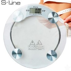 투명 유리 발판 디지털 원형 체중계 몸무게 건강관리 채중계 체중저울, 1개