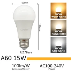 호환 1-20pcs LED 3 색상 조정 전구 AC110V 220V E27 B22 기본 전구 3CCT(3000K 4000K 6000K) 메모리 기능, [03] 15W E27, [01] AC100-240V, [04] 5pcs, 1개