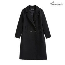 Cavensi 厚磅雙層毛呢長版大衣 外套 保暖