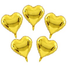 하트 은박풍선(45cm) 풍선 장식 파티용품 [에브리띵스마일] 1103, 5개, 골드