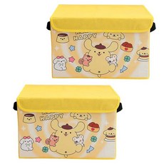 Tiger Pavilion 폼폼푸린 캐릭터 손잡이 리빙박스, 2개, 옐로