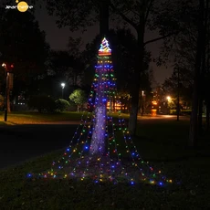 야외 크리스마스 장식 폭포 태양 조명 350 LED 8 모드 트리 선물 파티오 웨딩 베란다, 04 RGB light B
