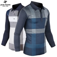 쟌피엘 백화점용 봄/가을 남자 체크 골프티 골프웨어 긴팔티셔츠 JP디에스체크카라티