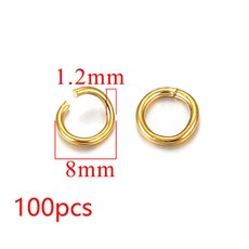100-200 개/몫 Diy 쥬얼리에 대 한 3/4/5/6/7/8/10mm 스테인레스 스틸 골드 도금 점프 링 커넥터 액세서리, 06 Gold 8mm100pcs