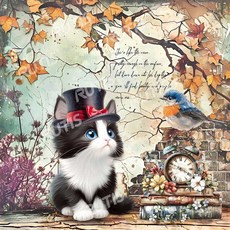 TS 可愛動物0307-蝶谷巴特餐巾紙/藝術紙 Decoupage napkins/art paper, 1個, 22.5x22.5